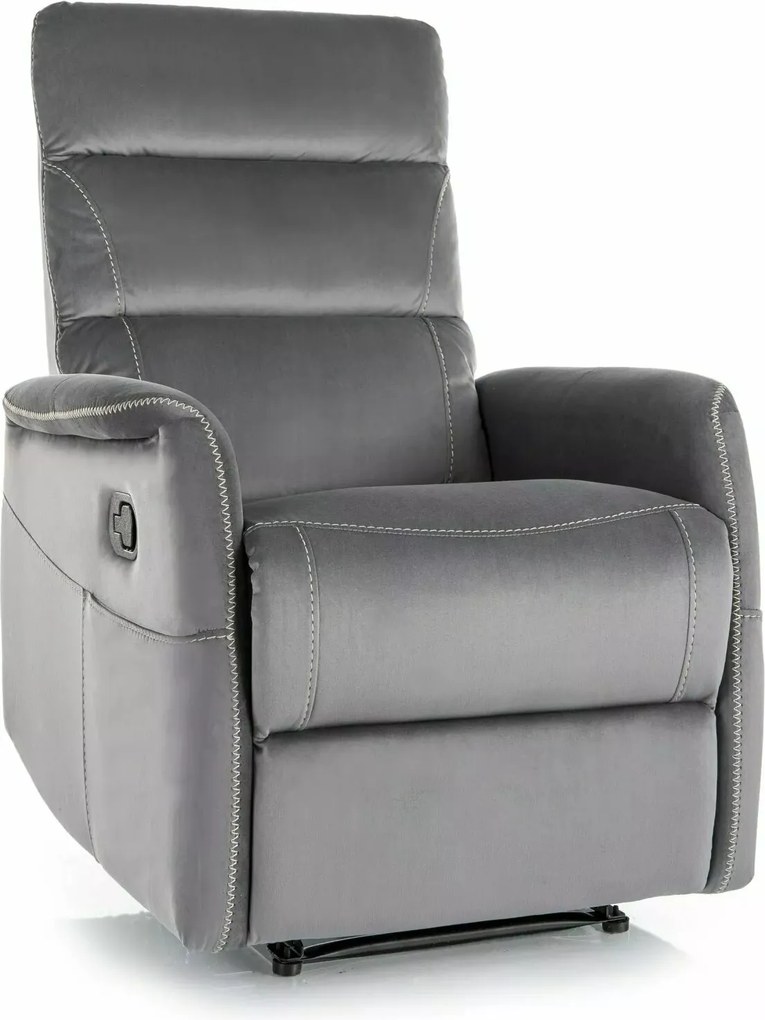 Poltrona reclinabile Solon M Velvet in velluto grigio – 74x86-162x106 cm