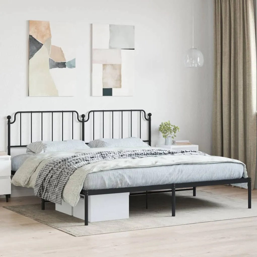 Giroletto Con Testiera İn Metallo Nero 200x200 Cm /