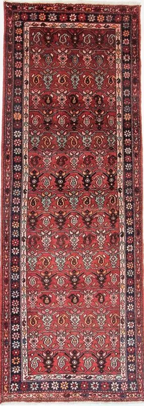 Hamedan Tappeto 300x110 Rosso (Iran) Annodato A Mano