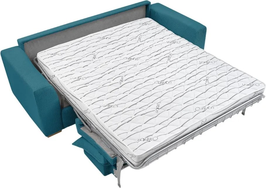 Divano blu allungabile con rivestimento in velluto a coste 225 cm Augustin – Bobochic Paris