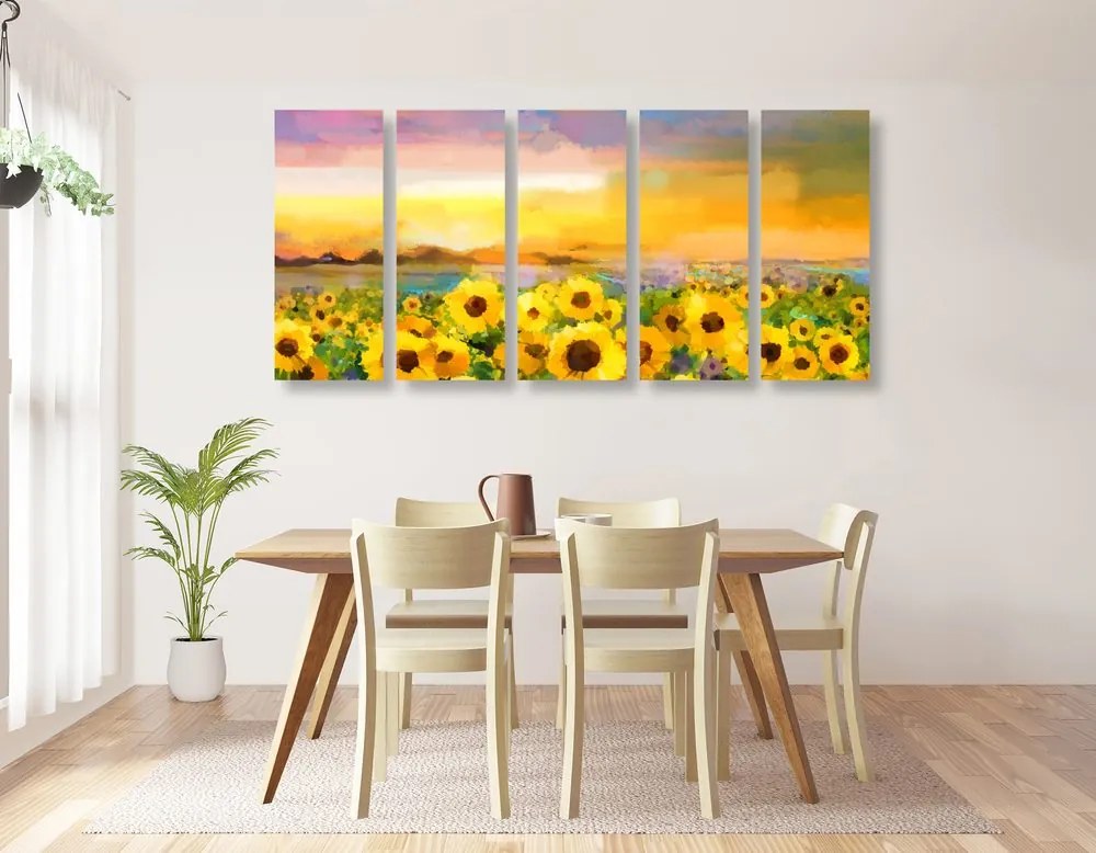 Quadri 5 pezzi – Campo di girasoli