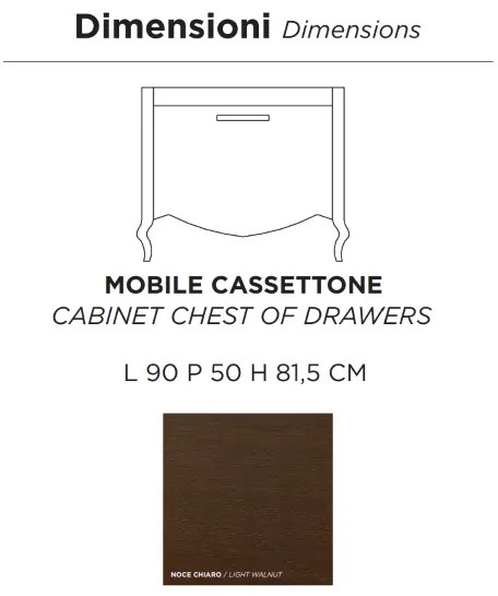 Mobile bagno classico MARTINA 90 cm - Noce - Cassettone - Lavabo e specchio