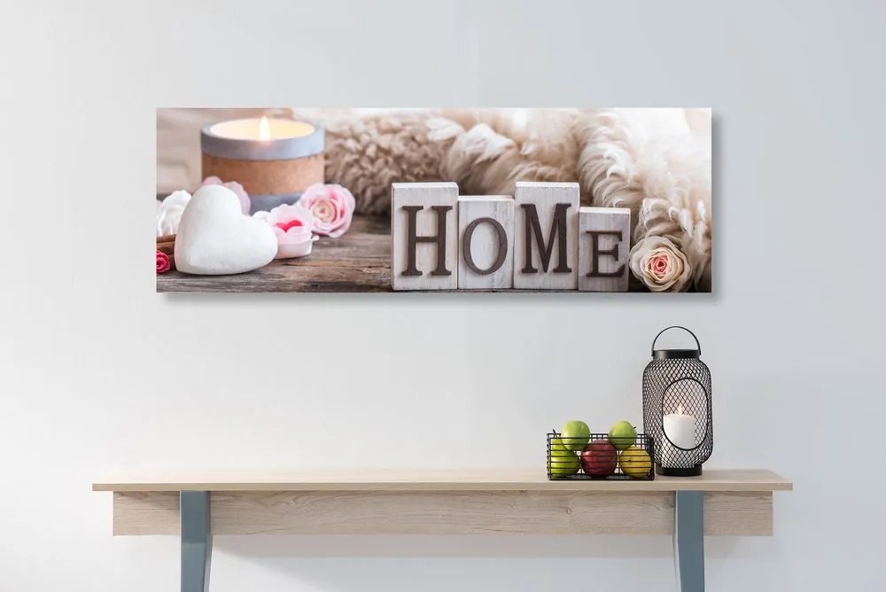 Stampa su tela – Natura morta con scritta Home
