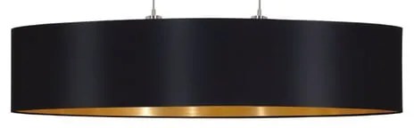 Lampadario Glamour Maserlo nero paralume nero 2x E27 Ø25cm EGLO