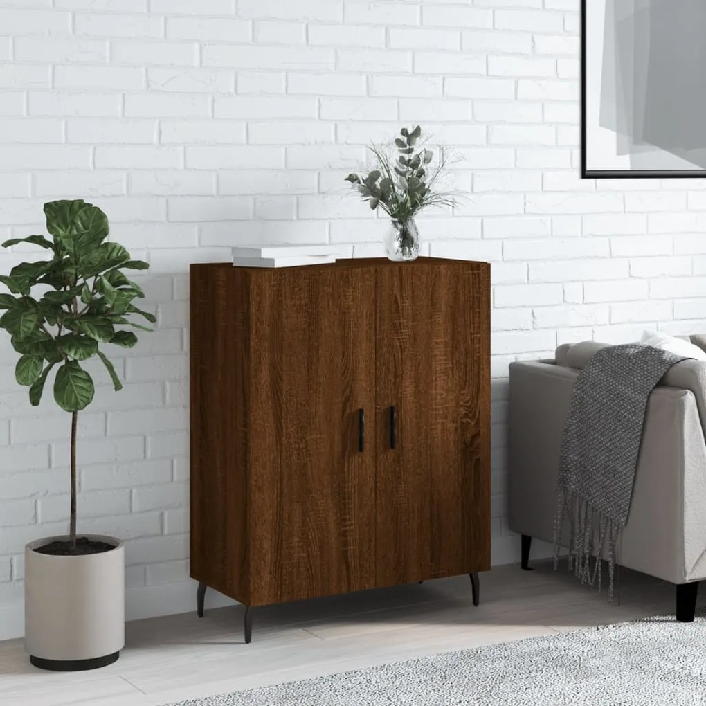 Credenza rovere marrone 69,5x34x90 cm in legno multistrato