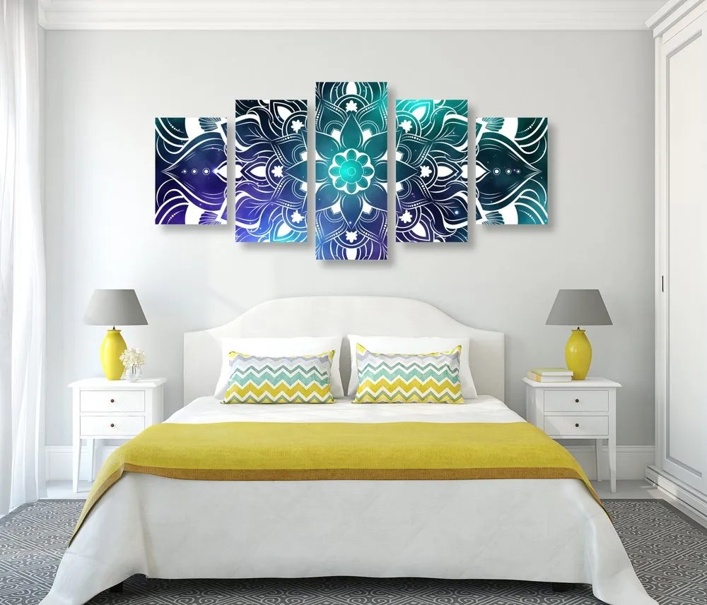 Quadri 5 pezzi – Mandala moderna con motivo orientale