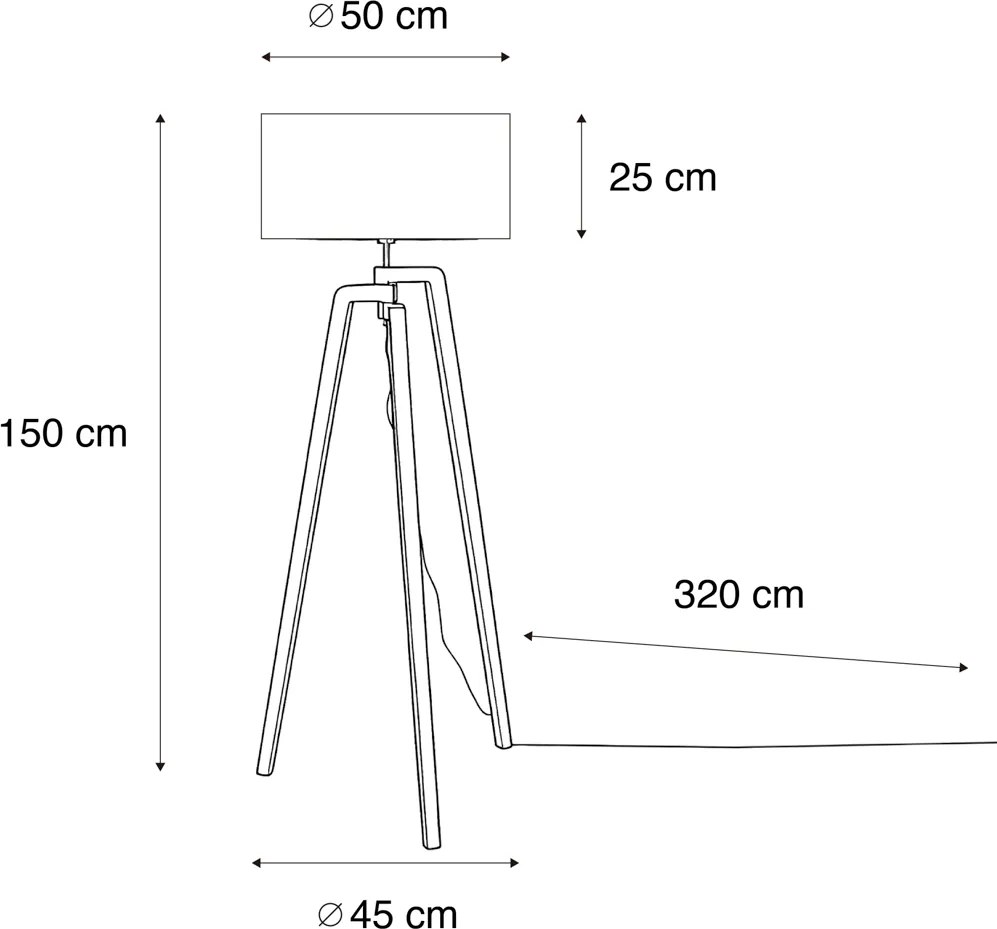 Lampada da terra treppiede nera con paralume rosso e interno dorato 50cm - Puros
