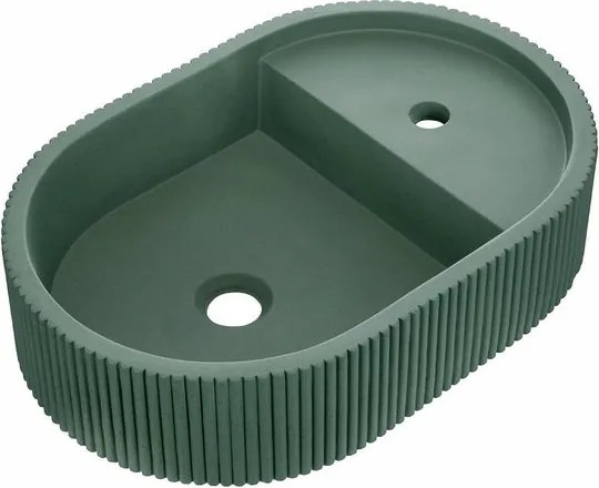 Lavabo da appoggio ALBA HOMESIGHT ovale in calcestruzzo L 55 x H 12 x P 36.5 cm verde piletta non inclusa