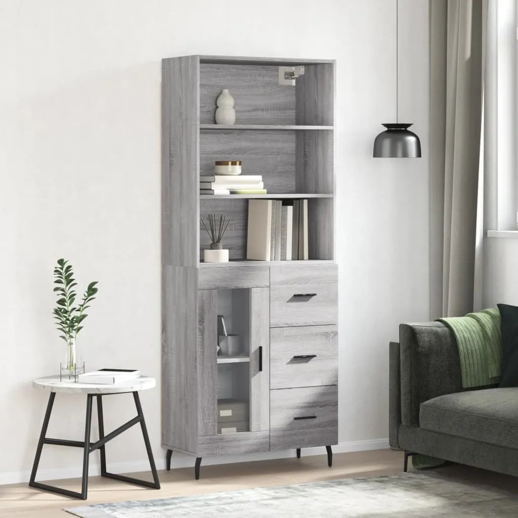 Credenza grigio sonoma 69,5x34x180 cm in legno multistrato