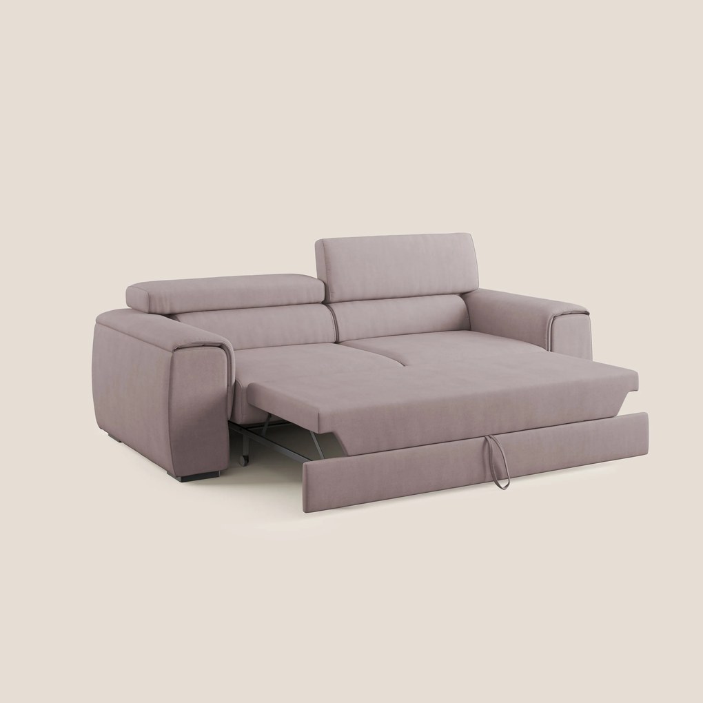 Zeno Divano con pouf estraibile poggiapiedi in tessuto morbido impermeabile T02 rosa