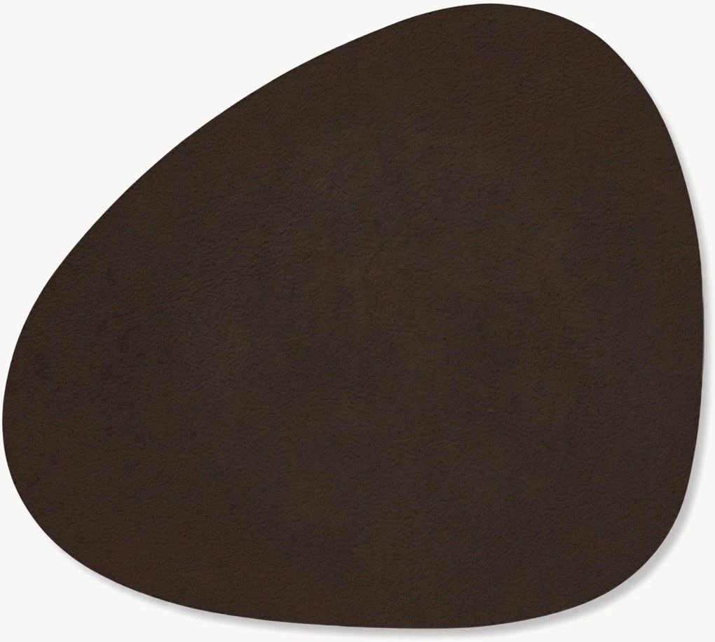 Set di 4 sottobicchieri in pelle fatti a mano dalla forma asimmetrica Curve