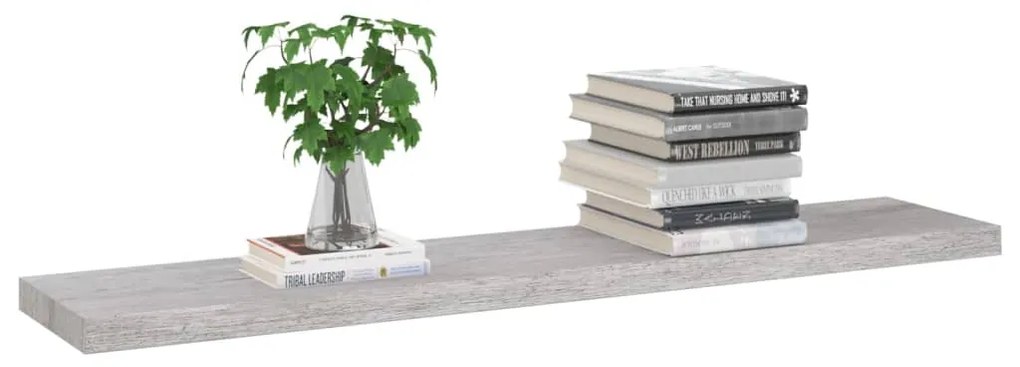 Scaffale a parete grigio cemento 120x23,5x3,8 cm in mdf