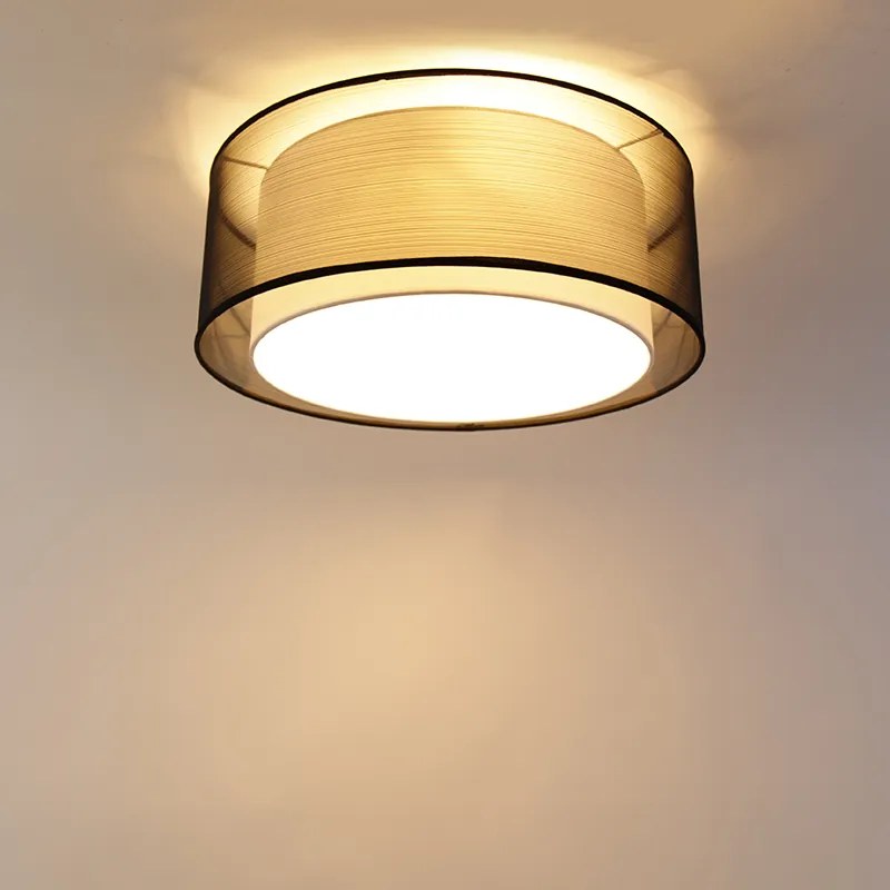 Plafoniera moderna nera con bianco 50 cm 3 luci - Drum Duo