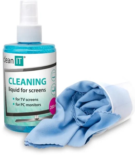 CLEAN IT CL-180 - Soluzione professionale per la pulizia degli schermi con panno, 200 ml