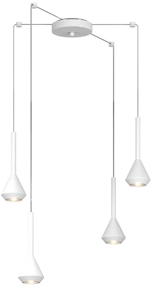 Lampadario Moderno Aygo Metallo Bianco 4 Luci Gu10