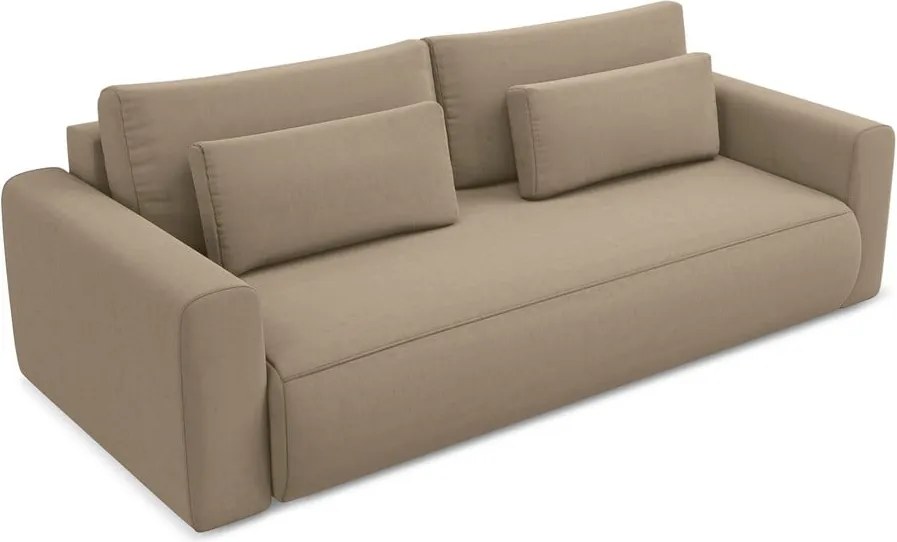 Divano marrone chiaro allungabile/con contenitore con rivestimento in velluto 238 cm Kapua – Makamii