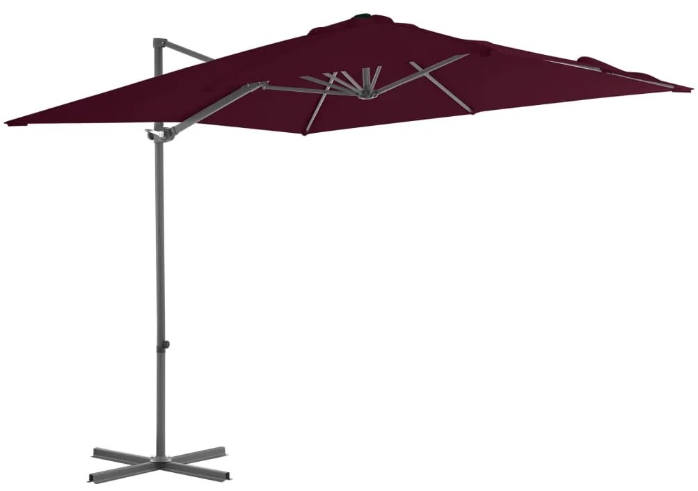 Ombrellone A Sbalzo Con Palo İn Acciaio 250x250 Cm Bordeaux /