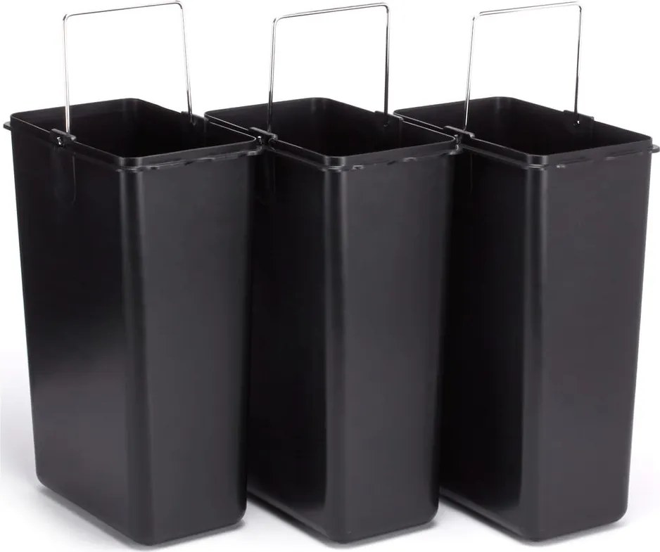 Cestino per la spazzatura color argento opaco in acciaio per raccolta differenziata/con pedale 3x8 l Tri Selectif – MSV