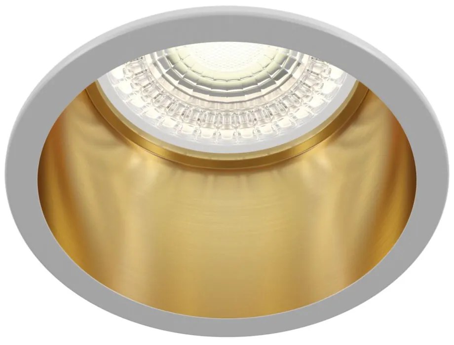 Faretto Da Incasso Moderno Reif Alluminio Bianco 1 Luce Diffusore Oro