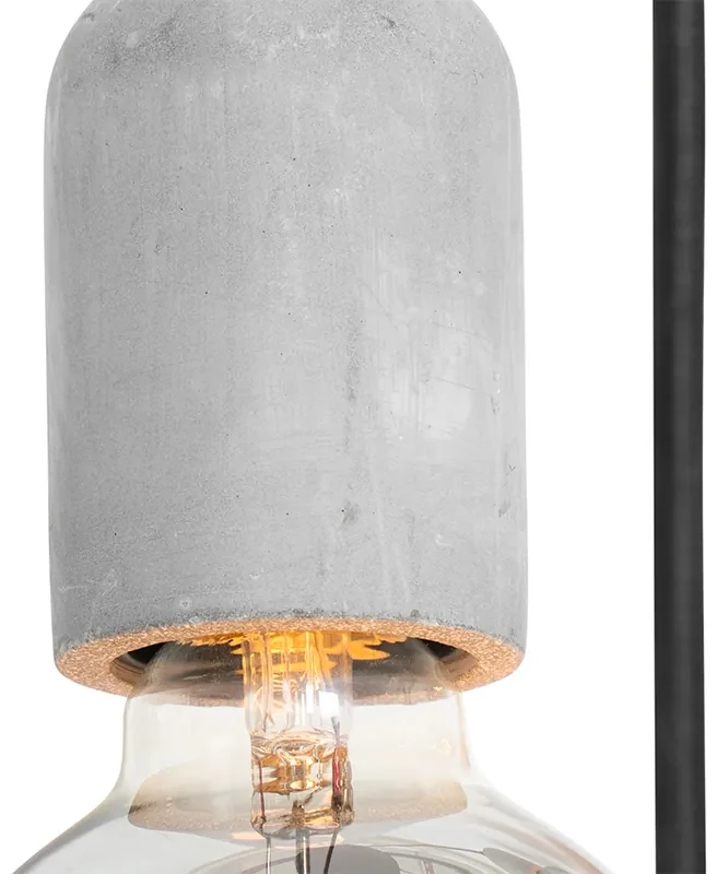 Lampada a sospensione industriale nera con calcestruzzo rotondo 5 luci - Pedra