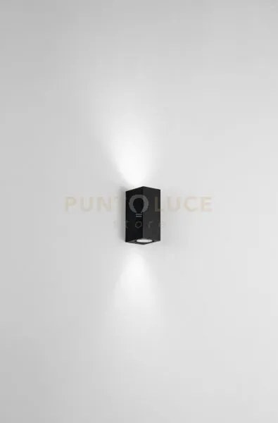 Applique zeno square nero 2 luci attacco gu10 ip65 h.15,5cm