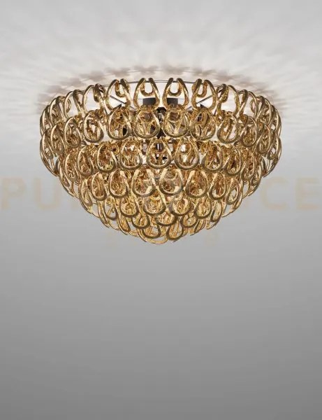 Giogali lampadadario a soffitto 80 cristallo oro e cromo lucido 5 l...