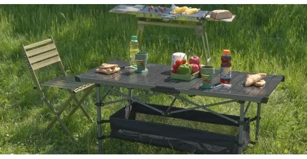 Tavolo da campeggio pieghevole 123x55cm antracite