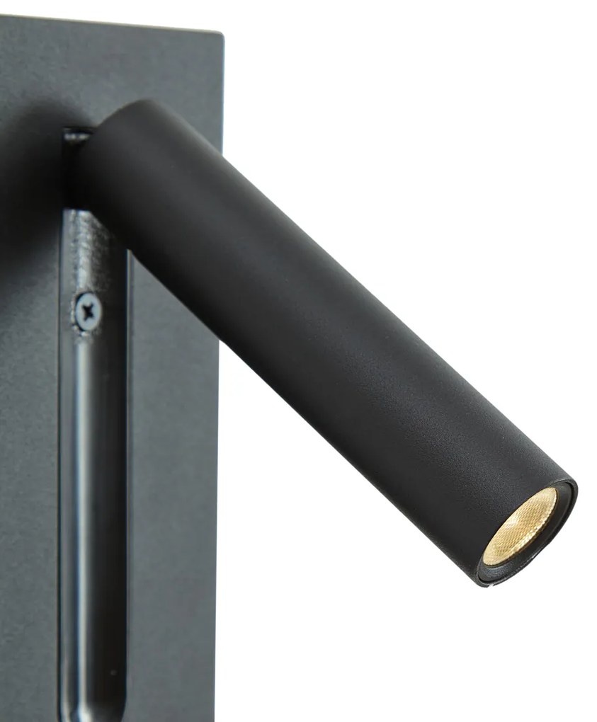 Lampada da parete moderna nera con LED inclusi - Plaza