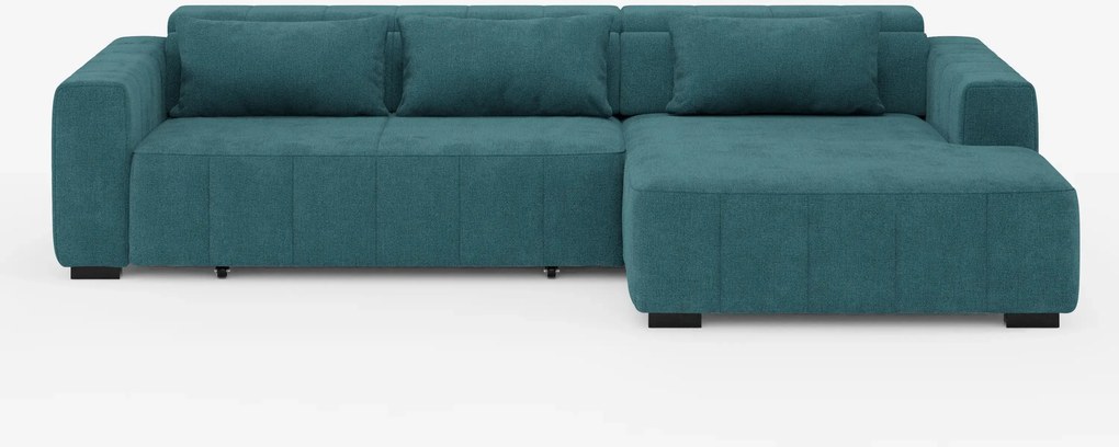 Doric Divano angolare con penisola e sedute allungabili con relax elettrico - poggiatesta reclinabili in tessuto smacchiabile T23