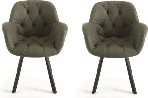 Sedia da soggiorno in ecopelle Verde gambe metallo CELIA Set 2 pz