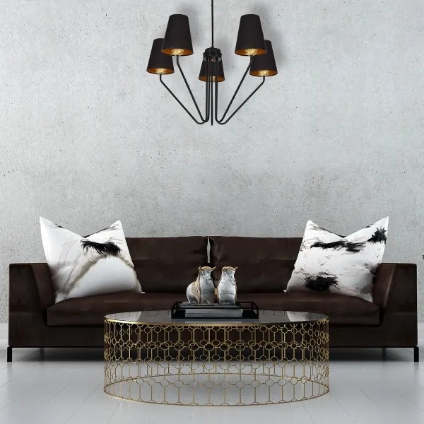 Lampadario a sospensione con supporto rigido VICTORIA 5xE27/60W/230V nero