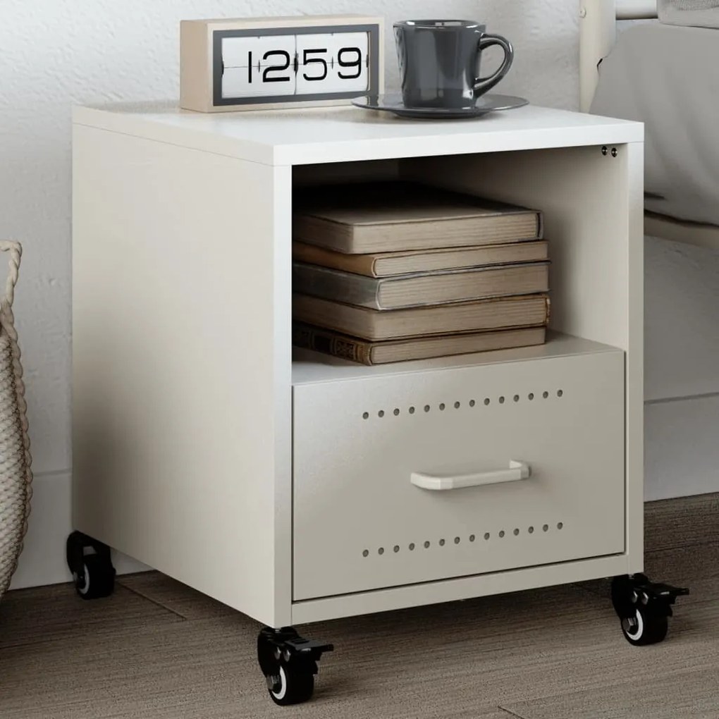 Comodino Bianco 36x39x43,5 Cm İn Acciaio /