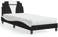 Letto con Materasso Nero e Bianco 90x190 cm in Similpellecod mxl 115667