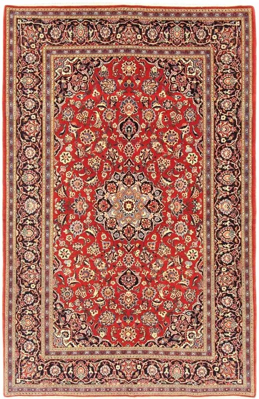 Kashan Tappeto 210 x 140 Rosso (Iran) Annodato A Mano