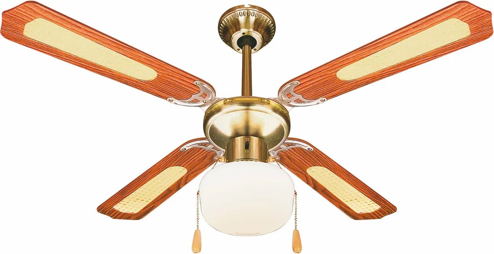 Ventilatore da Soffitto con 4 Pale e Lampada Ø106cm 3 Velocità  Kooper Windy Marrone...