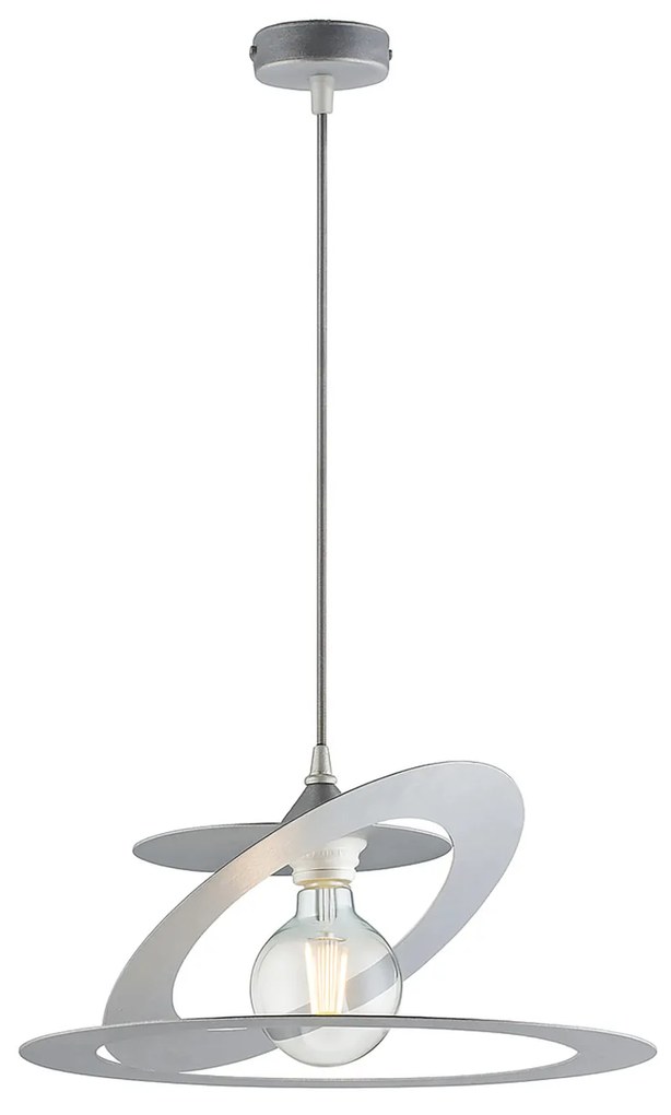 Sospensione Moderna 1 Luce Ferro Taglio Laser Argento Serie Geko