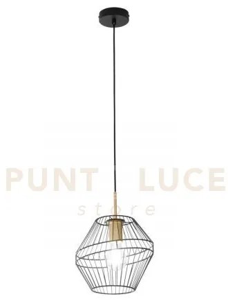 Lampadario a sospensione kiko nera e oro 1 luce attacco e27 25x25x1...