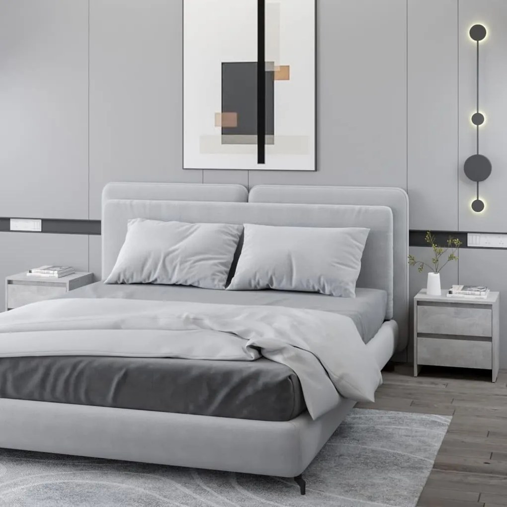 Comodini 2 Pz Grigio Cemento 45x34,5x44,5 Cm İn Truciolato /