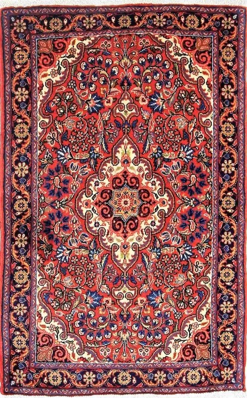 Malayer Tappeto 60 x 100 Rosso (Iran) Annodato A Mano