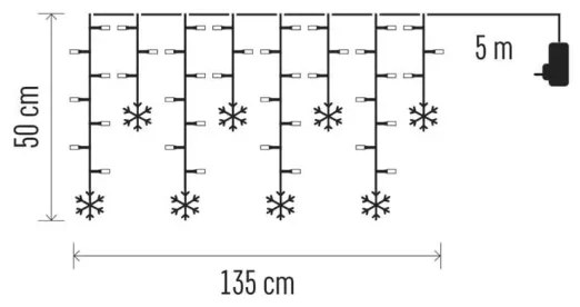 Tenda luminosa di Natale LED 60xLED/1,35W 635x50 cm bianco freddo