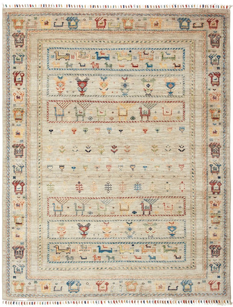 Samarkand Tappeto 190 x 150 Grigio (Pakistan) Annodato A Mano