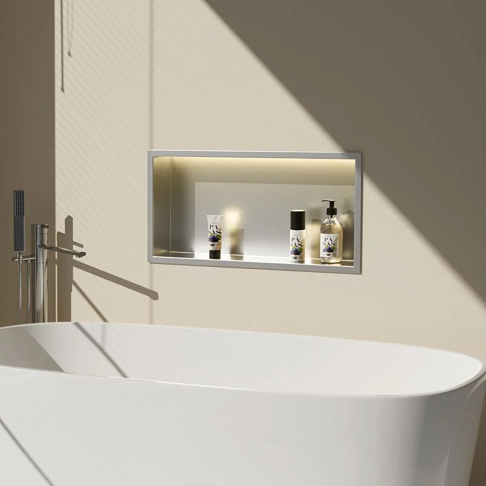 MENSOLA BAGNO LED 30x60 steel brush