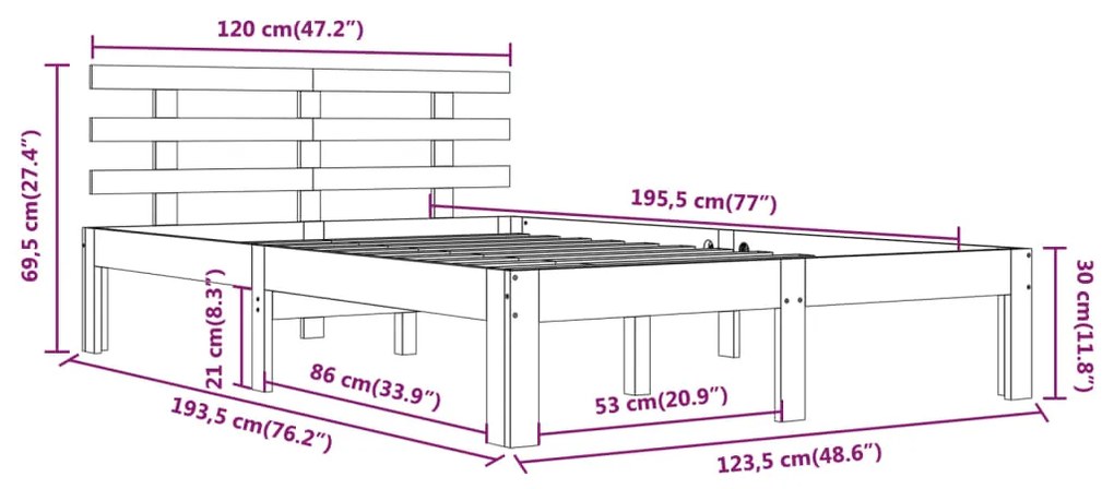 Giroletto Bianco in Legno Massello 120x190 cm Small Double