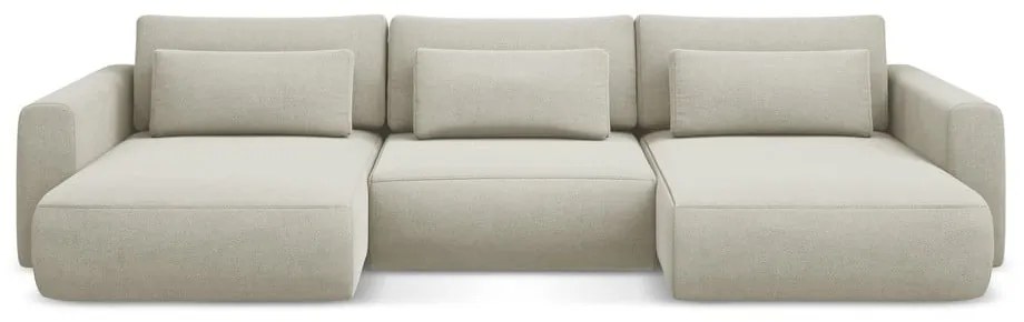 Divano angolare beige allungabile/con contenitore (a U) Kapua – Makamii