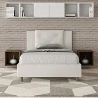 Letto una piazza e mezza con rete imbottito 120x190 similpelle bianco Appia