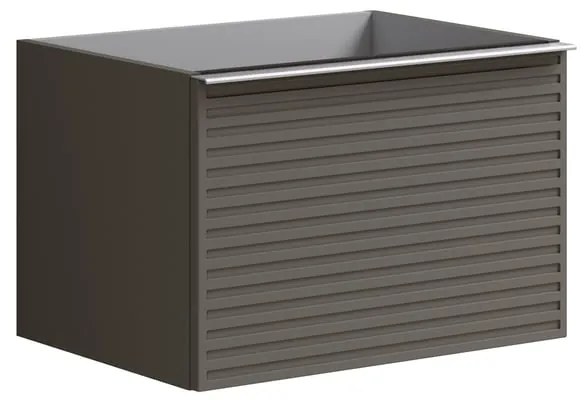 Mobile da bagno sospeso sotto lavabo L 60 x H 40 x P 45.5 cm grigio laccato opaco, 2 cassetti Pixel stripes