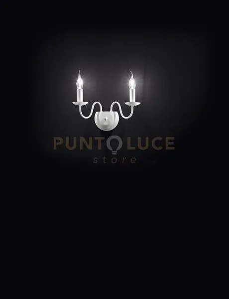Applique in metallo verniciato bianco ducale 2 luci attacco e14