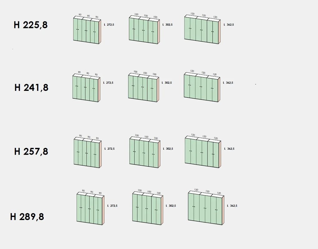 Armadio COMPONIBILE 6 ante battenti disponibile in 20 colori e 16 misure