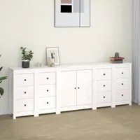 Credenza Bianca 230x35x80 cm in Legno Massello di Pino 3114085