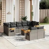 Set Divano da Giardino 10 pz con Cuscini Grigio in Polyrattancod mxl 89811